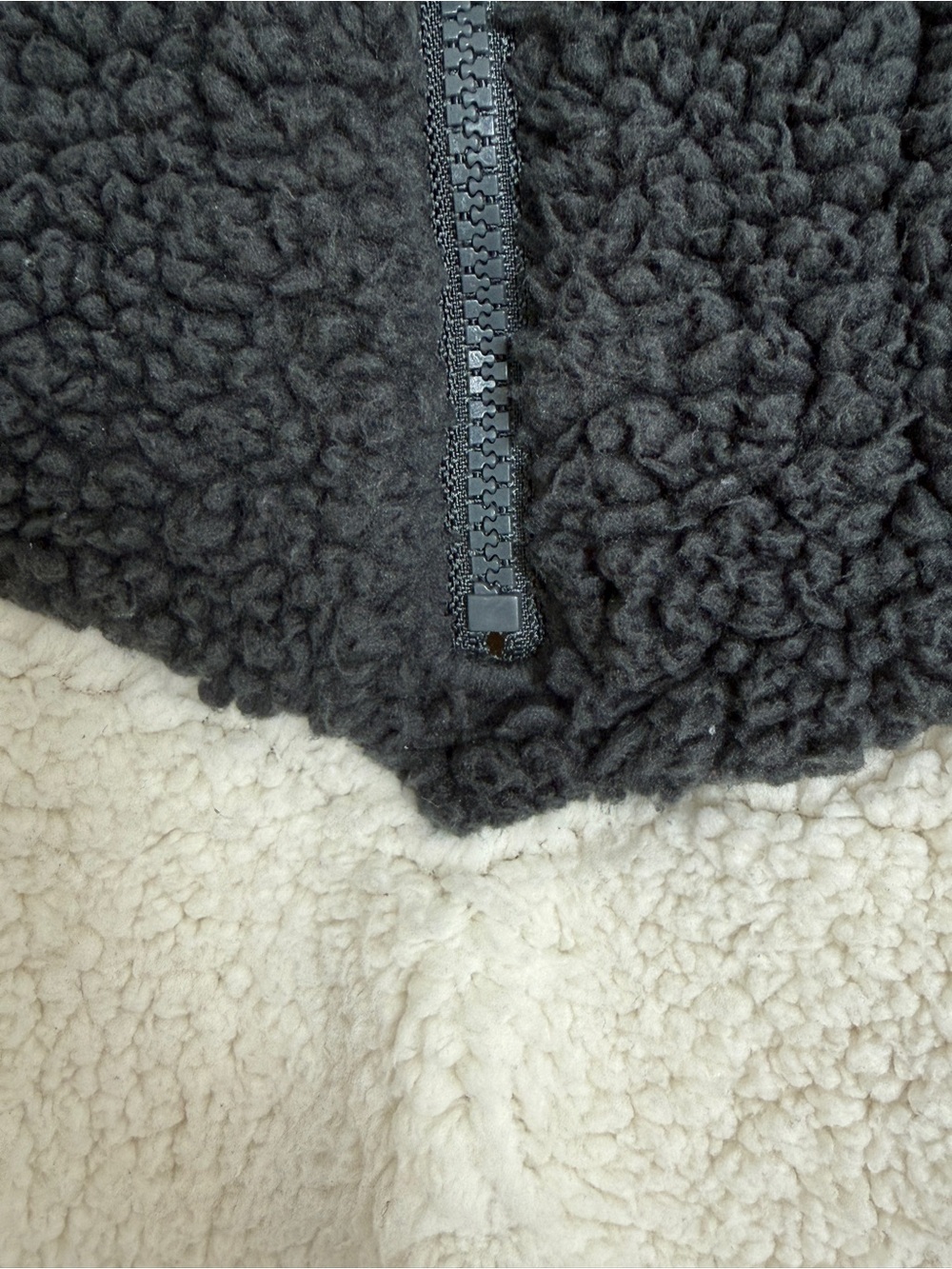 Two-Tone Sherpa Pullover Jacket in Black & Cream - Picture 7 of 15